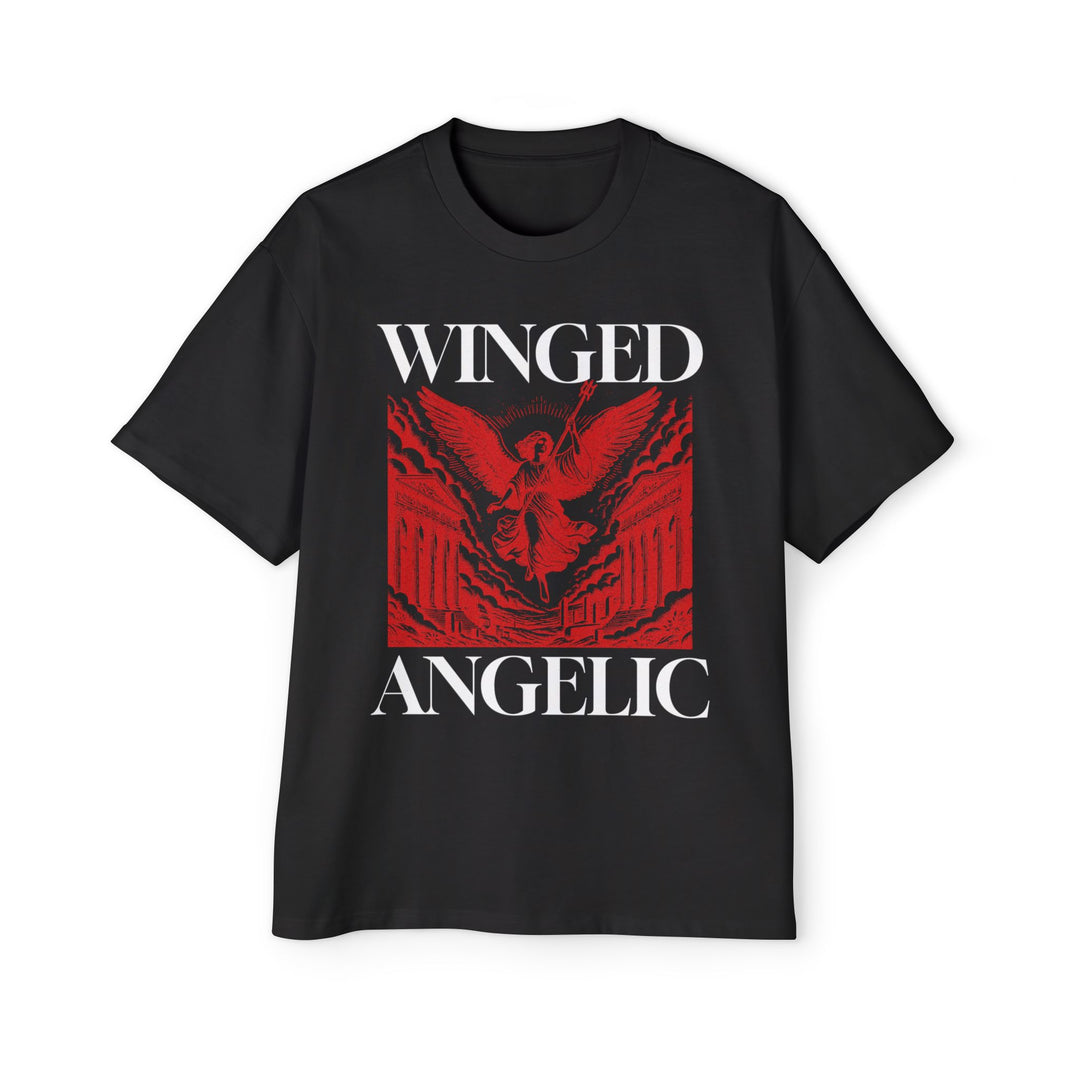 Men's Oversized Tee - Winged Angelic Graphic Shirt