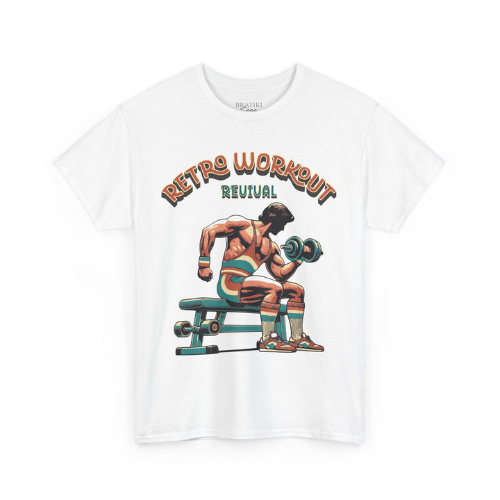 Retro Workout Unisex Heavy Cotton Tee - Fitness Apparel for Gym Lovers