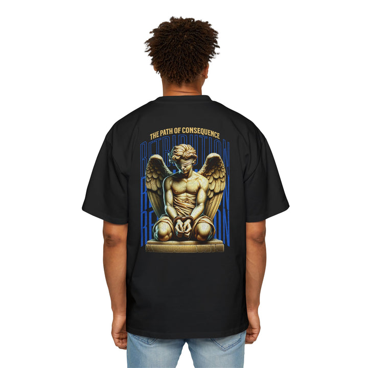 Men's Heavy Oversized Tee - Retro Angel Design - Perfect for Casual Wear & Gifts