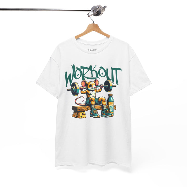 Workout Mouse Unisex Heavy Cotton Tee - Fun Fitness Apparel