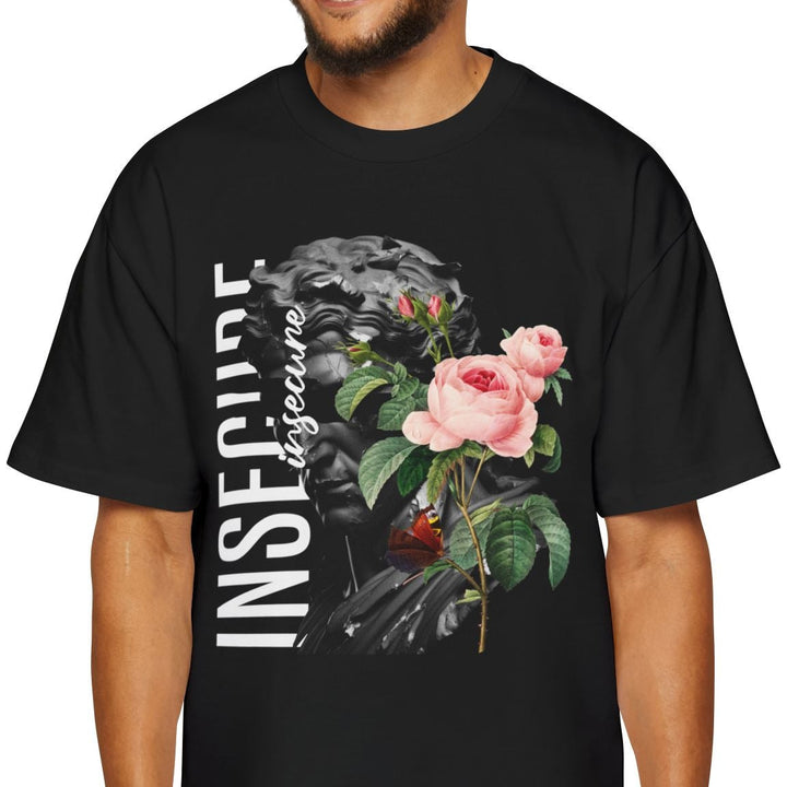 Men's Oversized Tee - 'Insecure' Floral Art Graphic T-Shirt
