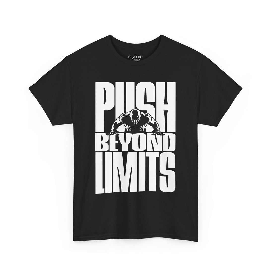 Unisex Heavy Cotton Tee - 'Push Beyond Limits' Motivational Shirt for Fitness Enthusiasts