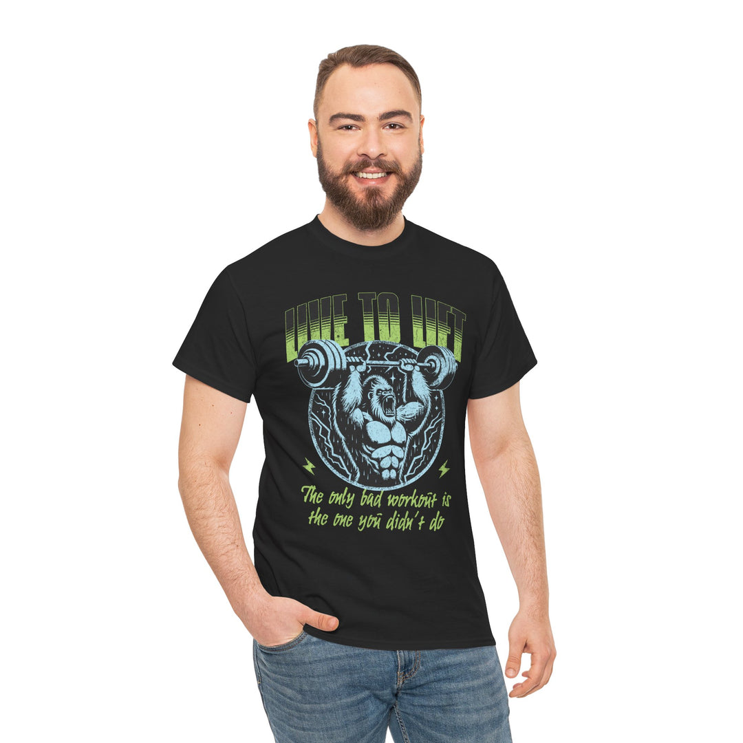 Live to Lift Unisex Heavy Cotton Tee - Motivational Gym Shirt for Fitness Enthusiasts