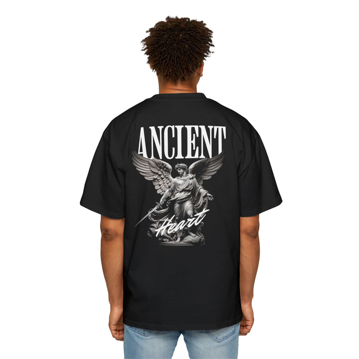 Men's Heavy Oversized Tee - Ancient Heart Design