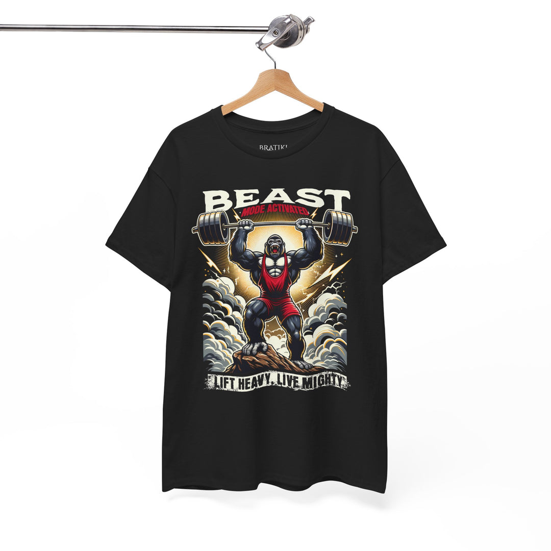 Beast Mode Heavy Cotton Tee - Lift Heavy, Live Mighty Fitness Shirt