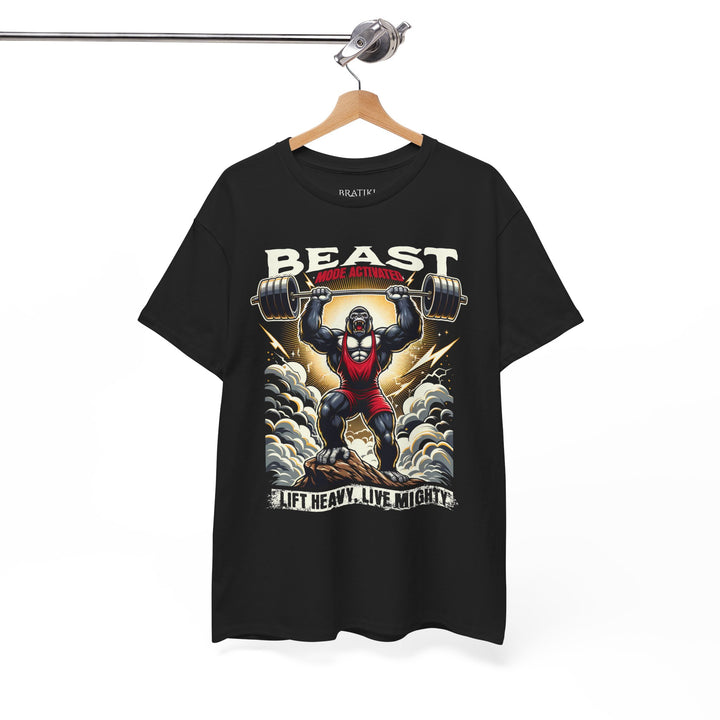 Beast Mode Heavy Cotton Tee - Lift Heavy, Live Mighty Fitness Shirt