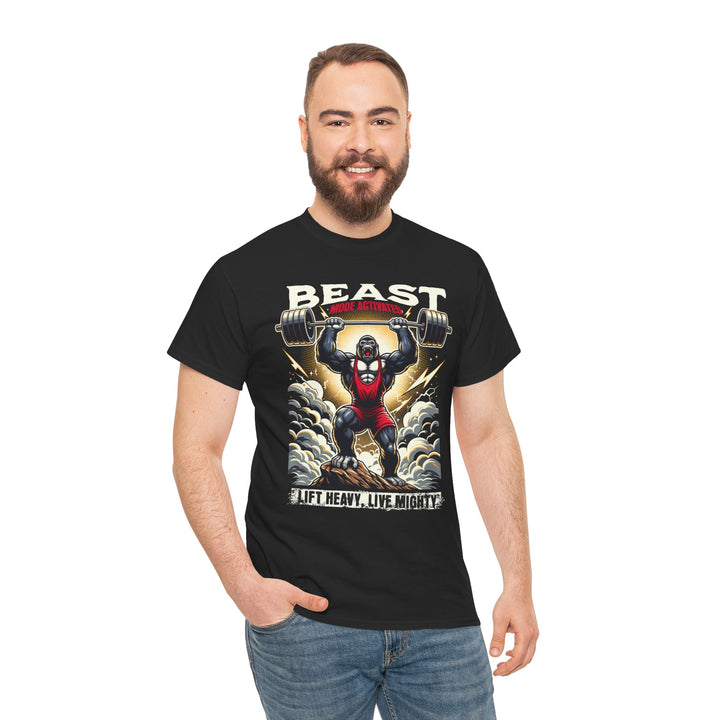 Beast Mode Heavy Cotton Tee - Lift Heavy, Live Mighty Fitness Shirt