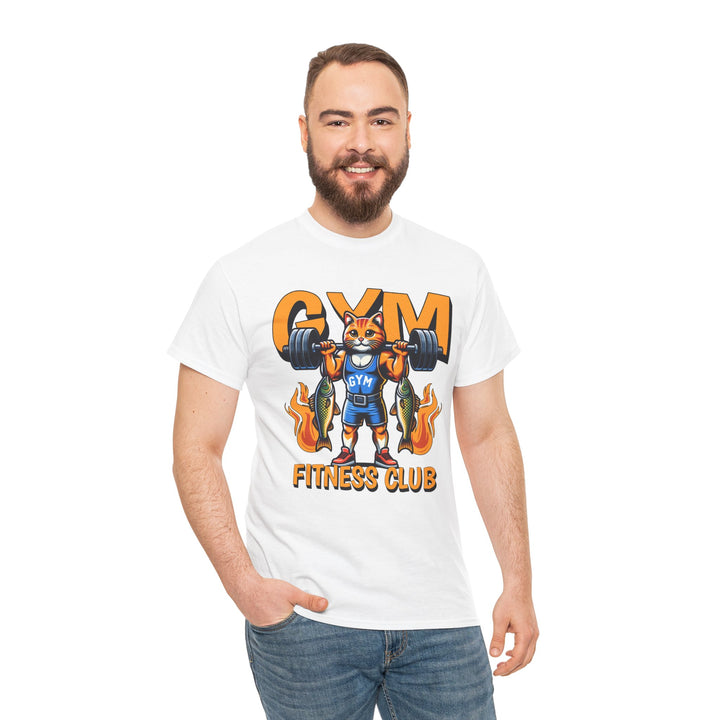 Gym Fitness Club Cat Unisex Heavy Cotton Tee