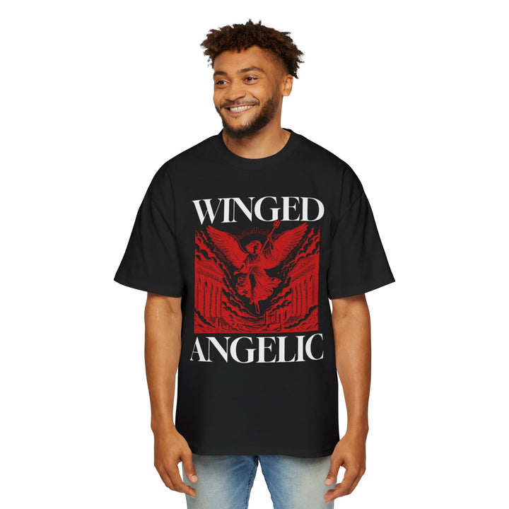 Men's Oversized Tee - Winged Angelic Graphic Shirt
