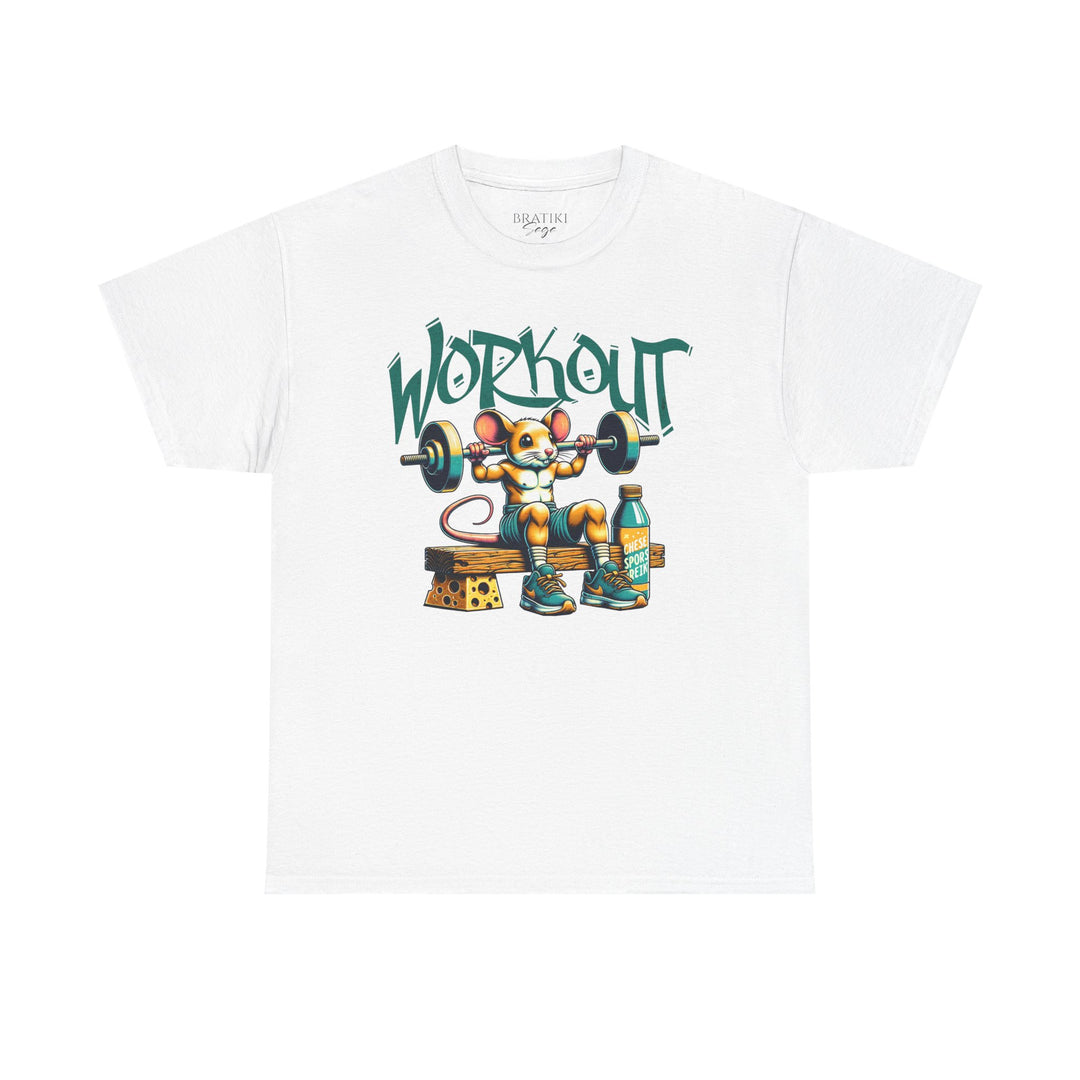 Workout Mouse Unisex Heavy Cotton Tee - Fun Fitness Apparel