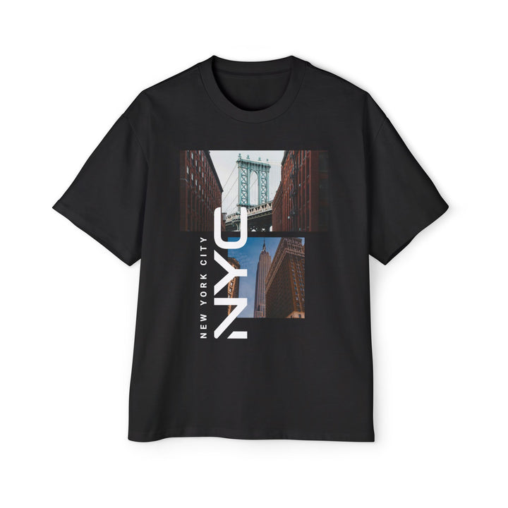 Men's Oversized Graphic Tee - Urban Cityscape Design
