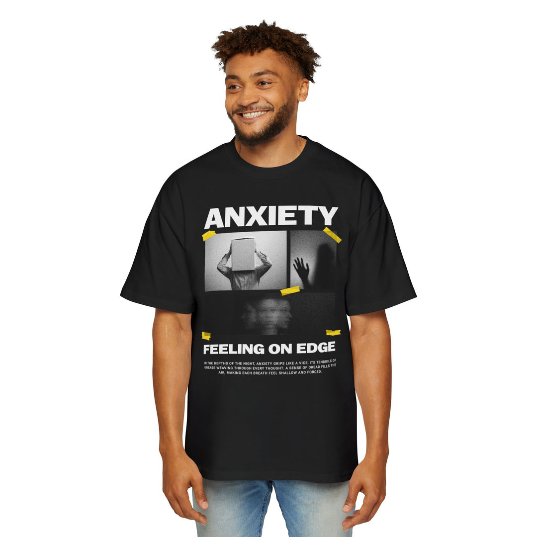 Anxiety Awareness Heavy Oversized Tee - Feeling on Edge Graphic Shirt