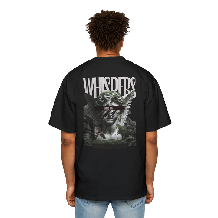 Men's Heavy Oversized Tee - Edgy Graphic Tee with 'Whispers' Design