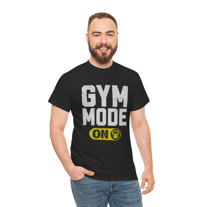 Gym Mode On Unisex Heavy Cotton Tee - Workout Shirt for Fitness Enthusiasts