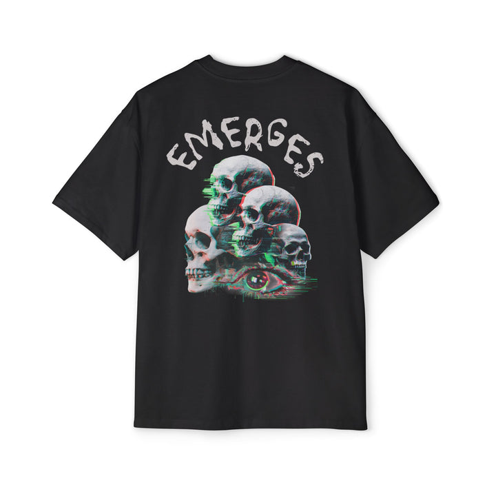 Men's Heavy Oversized Tee - EMERGES Skull Graphic T-Shirt
