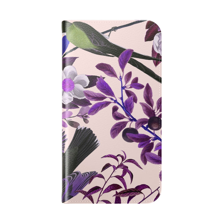 Floral Flip Case for Phone - Stylish Wallet Cover, Vintage Bird Design, Perfect Gift for Nature Lovers, Spring Celebration, Trendy Accessory