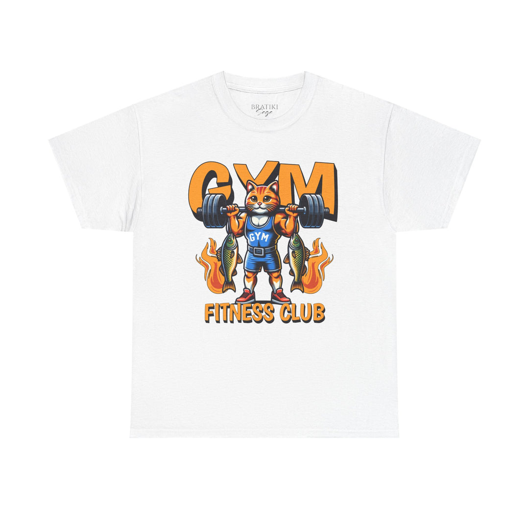 Gym Fitness Club Cat Unisex Heavy Cotton Tee