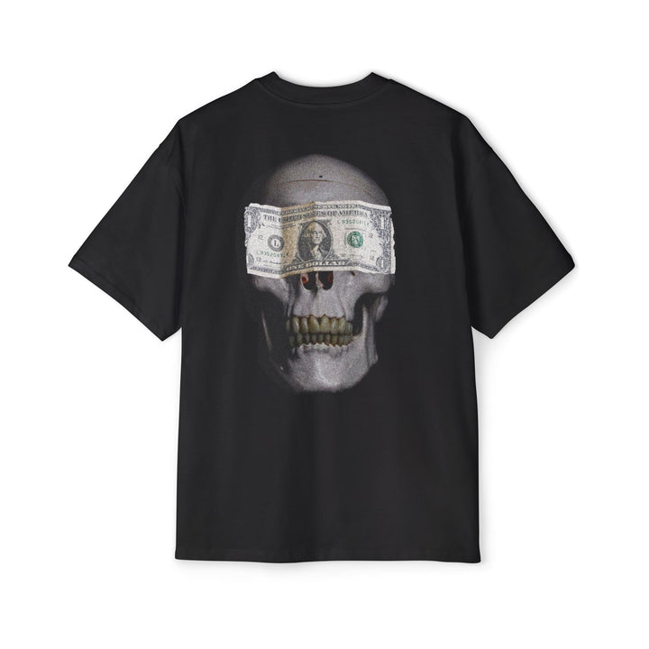 Men's Heavy Oversized Tee - Skull with Dollar Bills Graphic