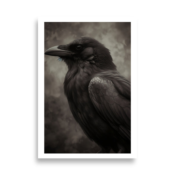 Monochrome Black and White Crow Poster