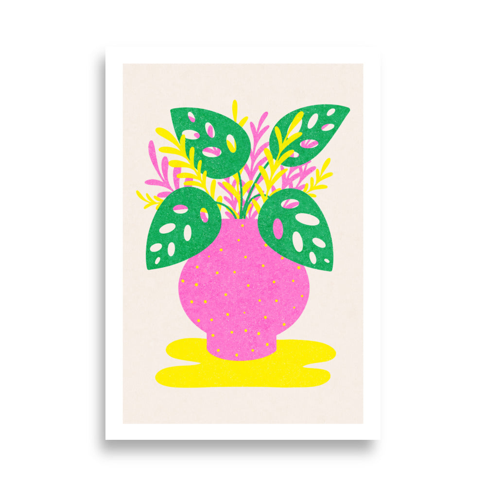 Tropical Leaves Vase Poster