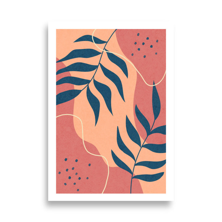 Elegant Navy Leaves Poster