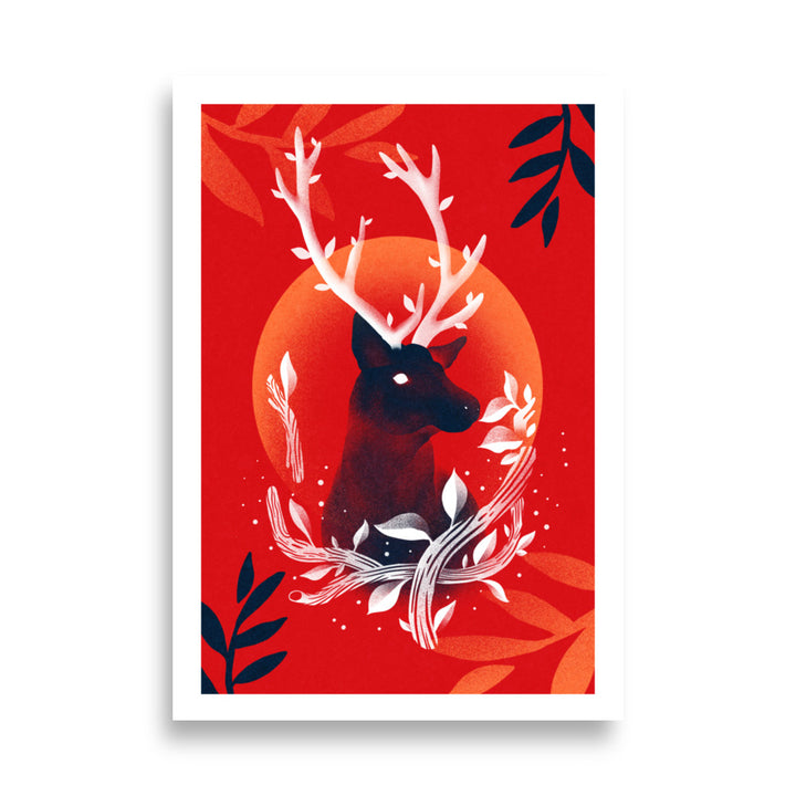 Majestic Deer Red Poster