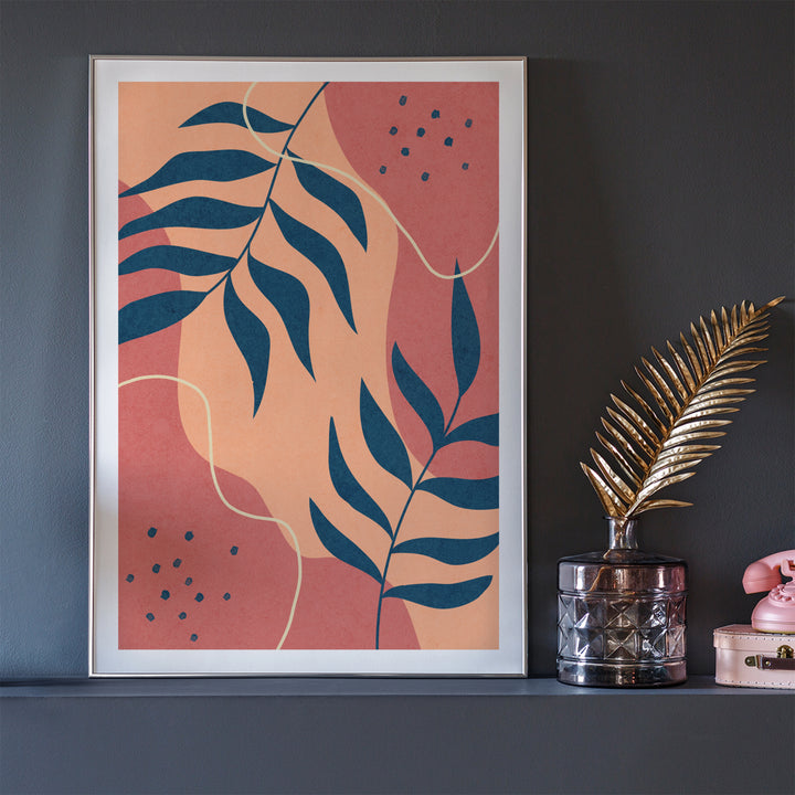 Elegant Navy Leaves Poster