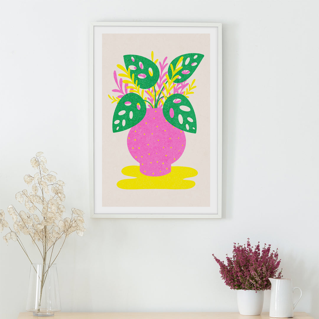 Tropical Leaves Vase Poster